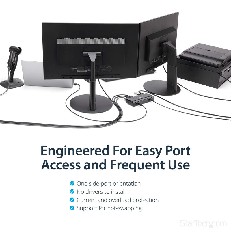 [Australia - AusPower] - StarTech.com 7 Port USB 3.0 Hub – Up To 5 Gbps – 7 x USB – Universal Multi Port USB Extender for Your Desktop – USB Powered (ST7300USB3B) 