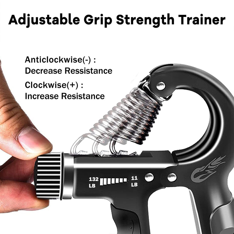[Australia - AusPower] - FLYFE Grip Strength Trainer 2 Pack 11-132 lbs, Adjustable Resistance Hand Grip Strengthener for Muscle Building and Injury Recovery 