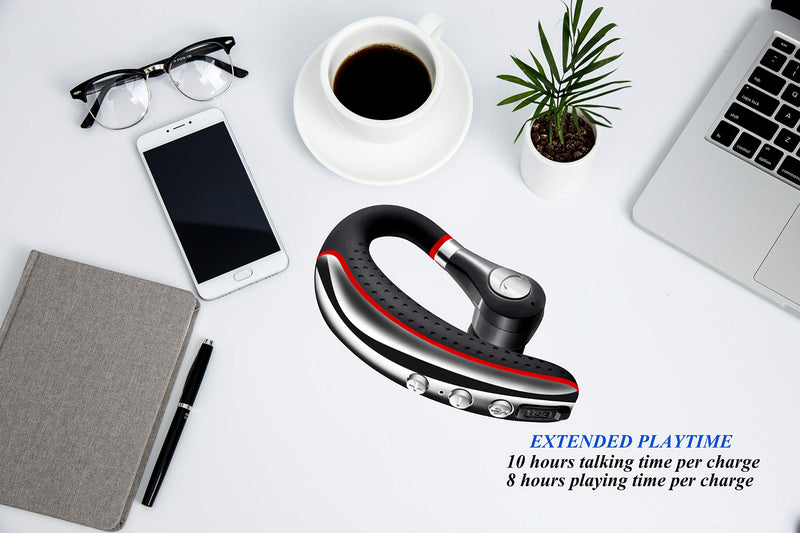 [Australia - AusPower] - Bluetooth Headset 5.0,CANDEO High-Fidelity Audio Wireless Bluetooth Earpiece Hands Free Business Earphones with Noise Reduction mic,Compatible iPhone,Android Cell Phones Other Bluetooth-enabled Device 