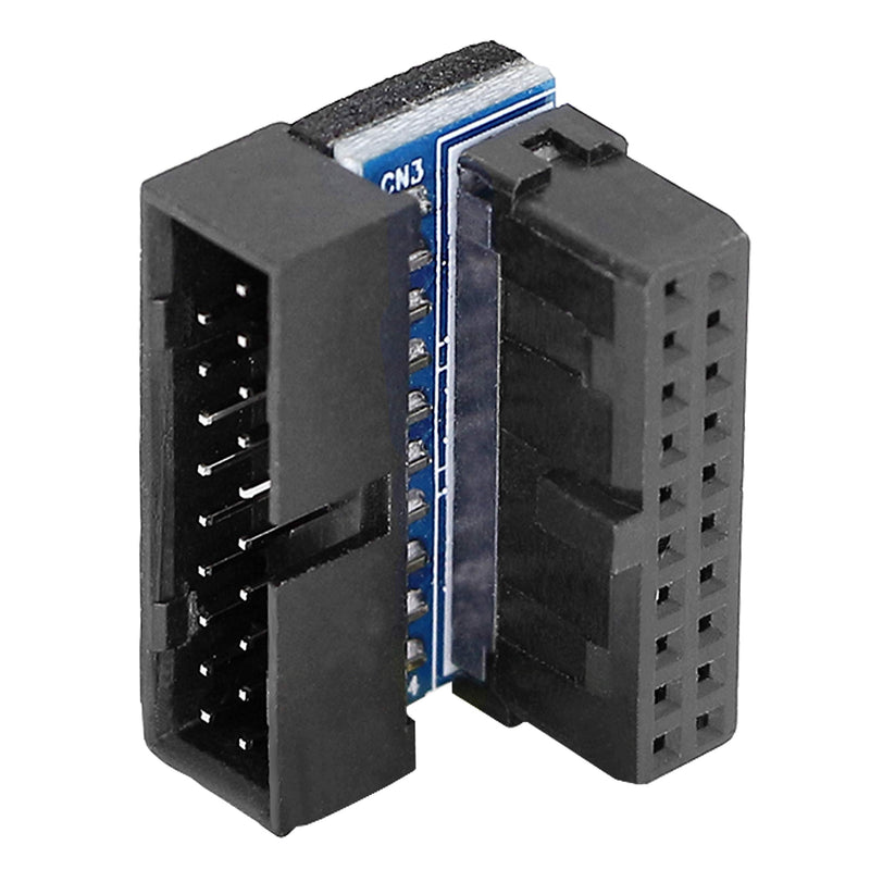 [Australia - AusPower] - Right Angled USB 3.0 20-pin Male to Female Extension Adapter,Gelrhonr Desktop Motherboard 90 Degree Angled USB 3.0 19-Pin Motherboard Internal Header-Black 2PCS 