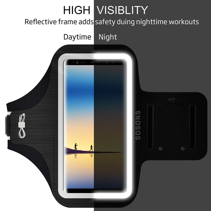 [Australia - AusPower] - SOSONS Samsung Galaxy Note 8/9/10+,Galaxy S10/S9/S8 Plus Armband, Water Resistant Sports Gym Armband Case for Galaxy Note 10/9/8,Galaxy S10/S9/S8 Plus,with Card Pockets and Key Slot Black 