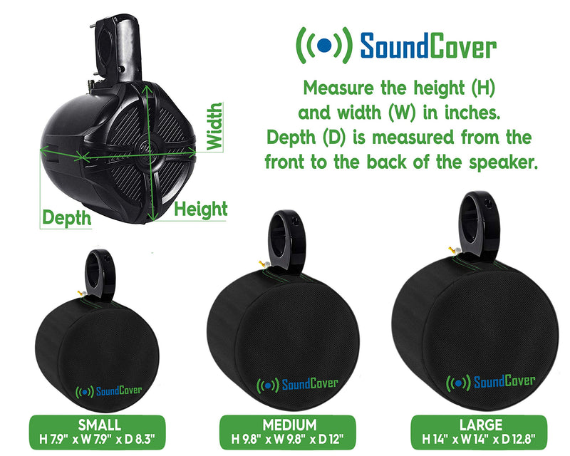[Australia - AusPower] - Black Heavy Duty Medium Marine Speaker Covers for Round 6.5" & Oval 6x9 Boat Wakeboard Tower Pod Speakers - Fits Boss Audio, MCM Custom Audio, Rockville Marine Speakers (Size H 9.8" x W 9.8" x D 12") Black 