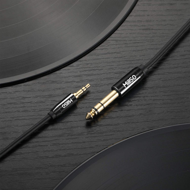 [Australia - AusPower] - MillSO 6.35mm Male 1/4 to 3.5mm Male 1/8 TRS Stereo Audio Cable (8 Feet), Headphone Adapter 1/8 to 1/4 Adapter for Guitar, Piano, Amplifiers, Home Theater Devices, or Mixing Console - Black 2.4 Meters / 8 Feet Piano black 