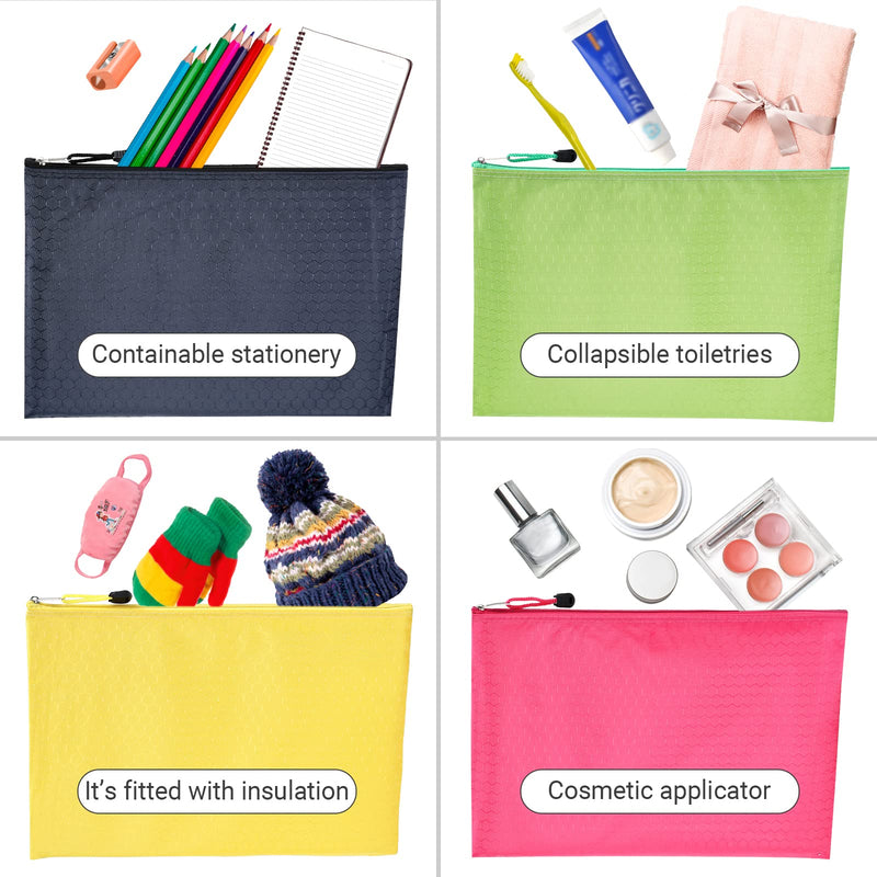 [Australia - AusPower] - 10 Pcs Multicolor Zippered File Pocket - Durable Oxford Canvas Zipper Pouch, A4 Size，Large Capacity Waterproof Soft Zipper Pouch, Can Be Used to Organize Documents, Bills, Books Multicolor; Polychrome 