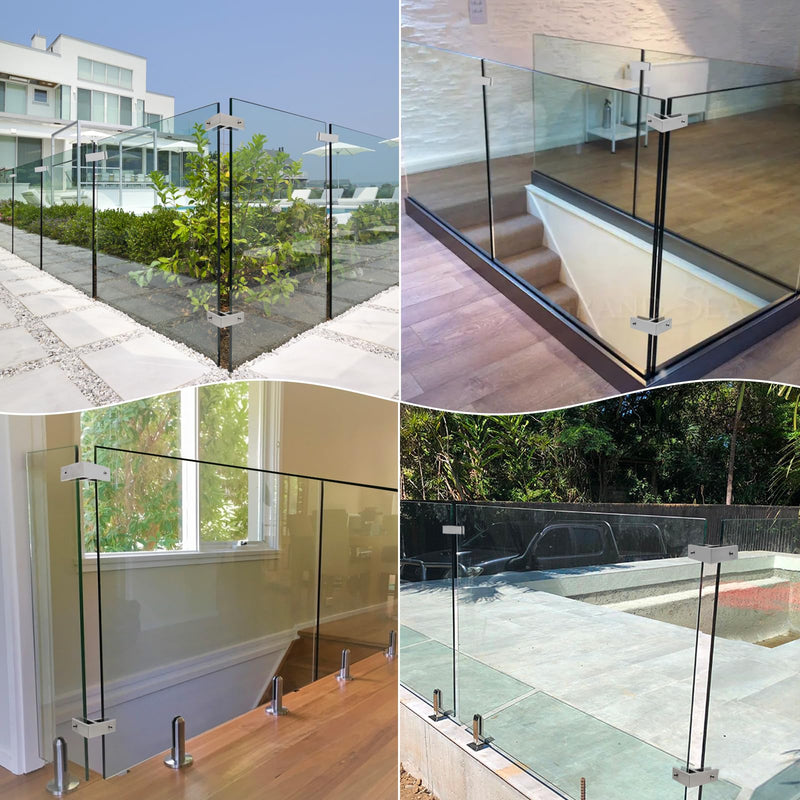 [Australia - AusPower] - Gyykzz Railing Glass to Glass Clamp, Stainless Steel 304 Bracket for Glass, Satin Finish Railing Glass Clip Holder for Pool Fence Glass, Balustrade, Balcony Deck (1 Pack 90 Degree) 1 Pack 