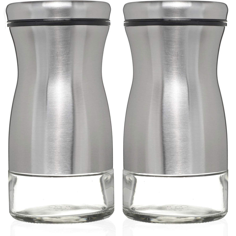 [Australia - AusPower] - CHEFVANTAGE Salt and Pepper Shakers Set with Adjustable Pour Holes - Stainless Steel 