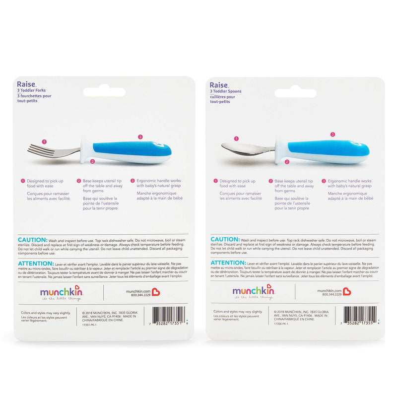 [Australia - AusPower] - Munchkin 6 Count Raise Toddler Forks and Spoons, Blue, 12+ 6 Count (Pack of 1) 