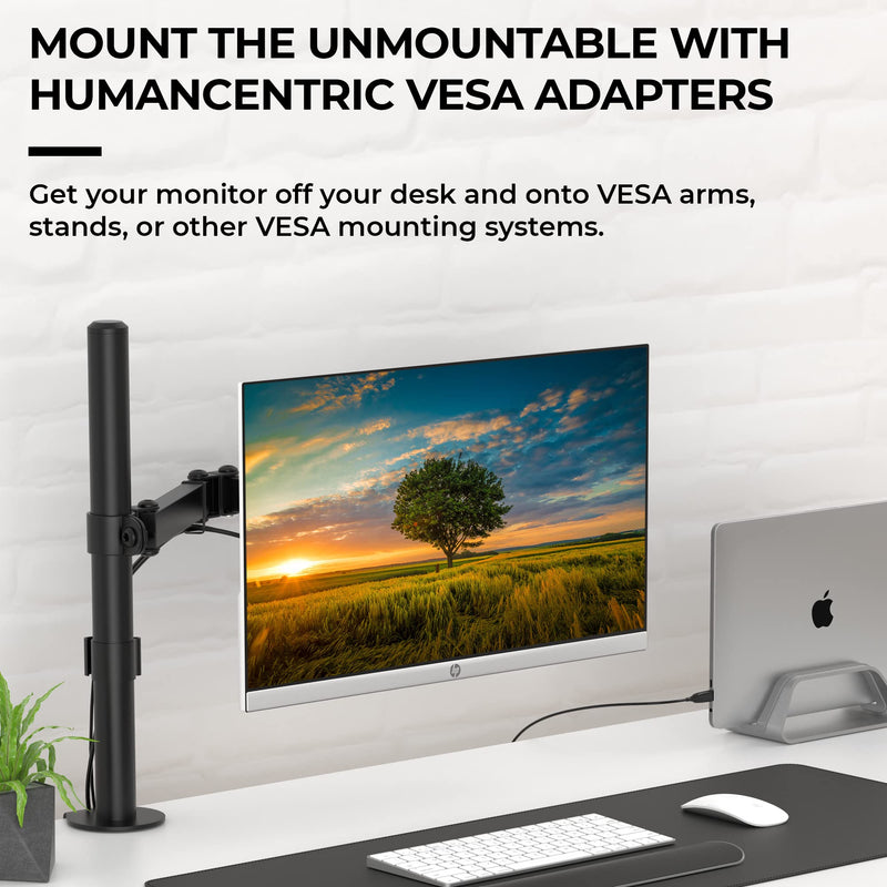 [Australia - AusPower] - HumanCentric VESA Mount Adapter for HP Monitors 22er, 22es, 22f, 23er, 23es, 23f, 24ea, 24ec, 24er, 24es, 24f, 24fw, 25er, 25es, 25f, 27er, 27ea, 27es, 27f, 27fw, 27ec VESA Adapter Bracket (Black) One Pack 