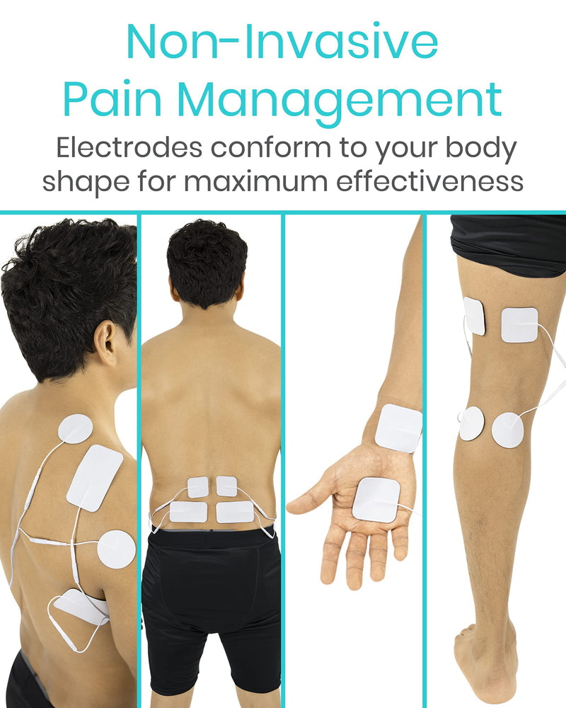 [Australia - AusPower] - Vive Tens Unit Muscle Stimulator- Stim Machine with Self Sticking Electrodes Pads, Massager for Upper & Lower Back, Sciatica, Neck Pain Relief, Electric Shock Therapy for Muscles & Pain Management 