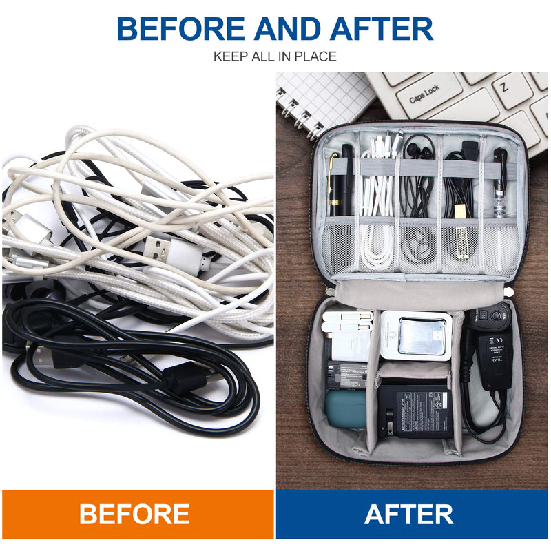 [Australia - AusPower] - VOCUS Waterproof Electronics Accessories Cable Organizer Bag Cable Organizer Bag for USB SD Card Phone Charger Navy Blue 
