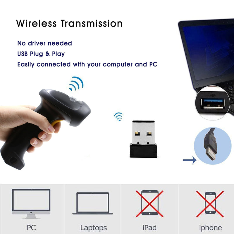 [Australia - AusPower] - TEEMI Wireless Barcode Scanner with Optional Stand Handheld Automatic 1D Laser Rechargeable Bar Code Reader for Windows PC Mac OS Linux Plug and Play (No Stand) No stand 