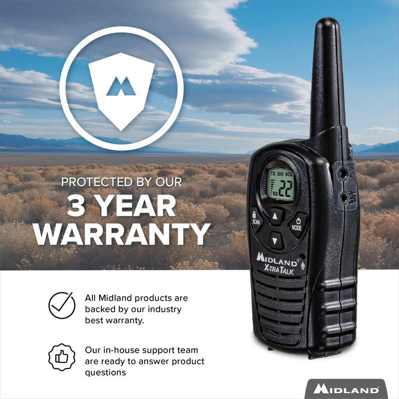 [Australia - AusPower] - Midland - LXT500VP3, 22 Channel FRS Walkie Talkies with Channel Scan - Extended Range Two Way Radios, Silent Operation, Batteries Included (Pair Pack) (Black) Pair Pack - Black 
