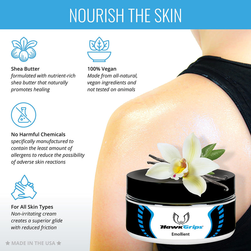 [Australia - AusPower] - HawkGrips Massage Cream Emollient - Oil-Based Deep & Soft Tissue Application, Physical Body & Muscle Therapy, Safe & Clean Ingredients, Ideal Use with Hands & Tools - Vanilla Scent, Single Jar (8oz) 1 
