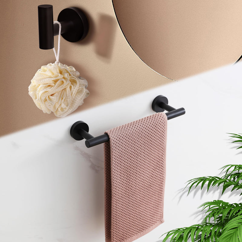 [Australia - AusPower] - SEIDO 3-Pieces Bathroom Hardware Set Black Bathroom Accessories Set, SUS 304 Stainless Steel Towel Bar for Bathroom Wall Black Towel Rack 