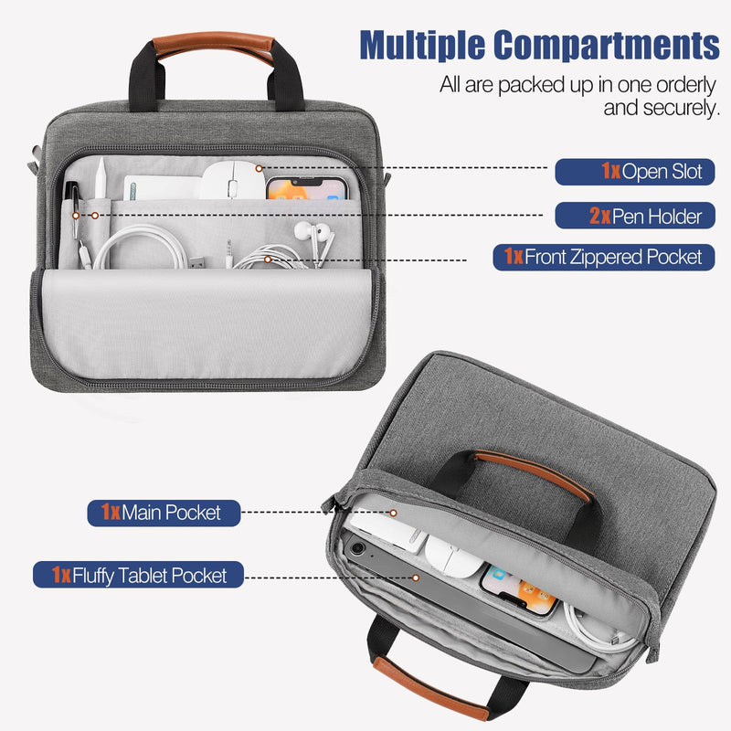 [Australia - AusPower] - MoKo 9-11 Inch Tablet Sleeve Bag, Protective Handle Shoulder Bag Fits iPad air 5 10.9" 2022, iPad Pro 11 M2 2022-2018, iPad 9/8/7th 10.2, iPad 10th 10.9, iPad Air 4 10.9, Tab S8 11", Gray 