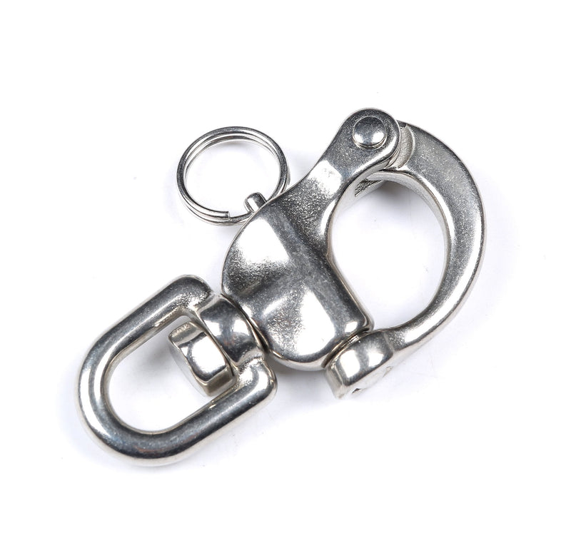 [Australia - AusPower] - Mxeol Swivel Eye Snap Shackle Quick Release Bail Rigging Sailing Boat Marine Stainless Steel Clip Pair 2-3/4", Silver 