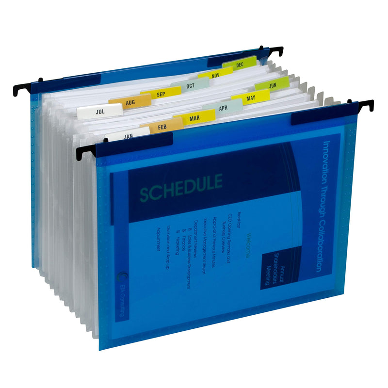 [Australia - AusPower] - C-Line 13-Pocket Expanding File with Hanging Tabs, Bright Blue, 8-1/2" x 11" (58215) 