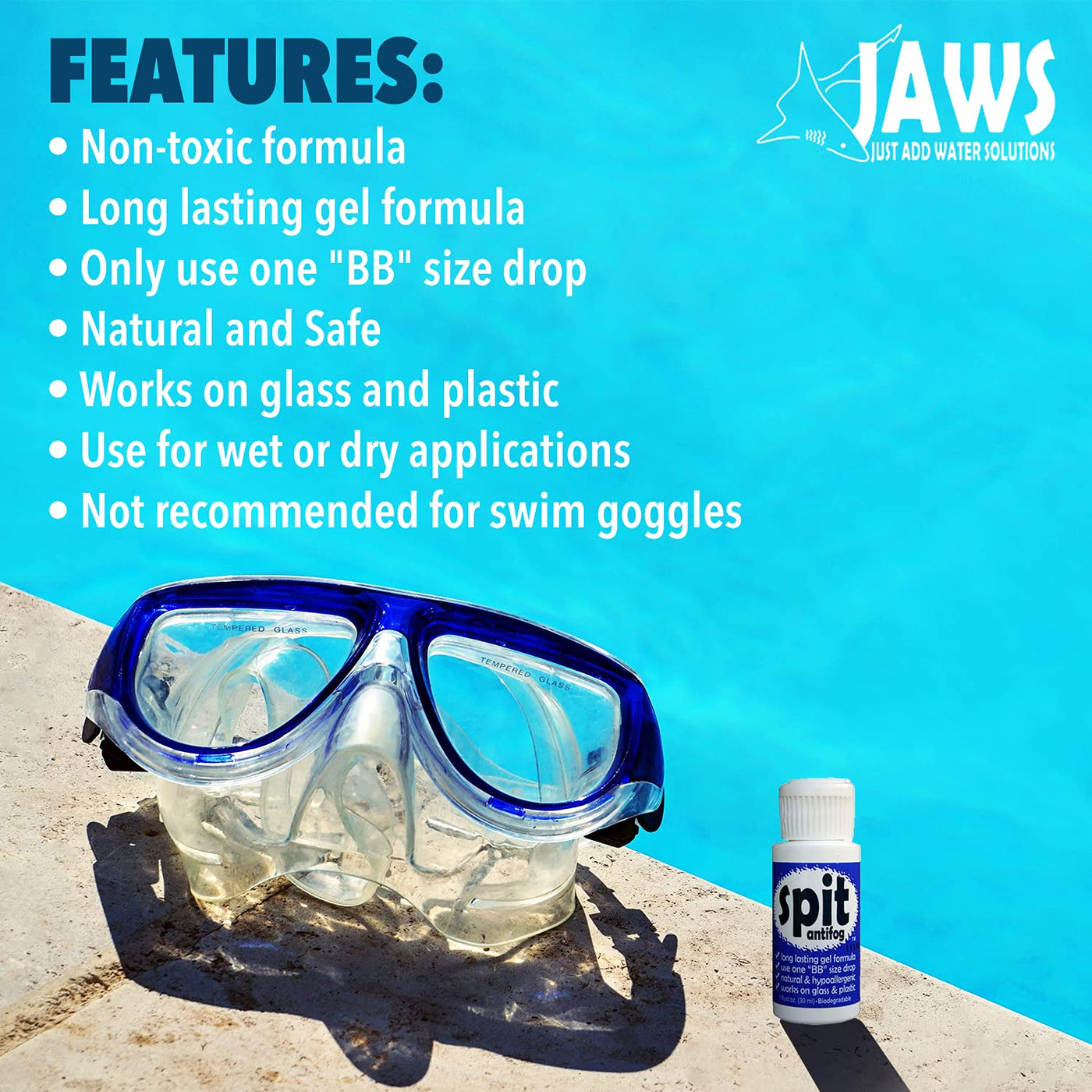 JAWS Just Add Water Solutions Quick Spit Antifog Gel Formula (1 oz