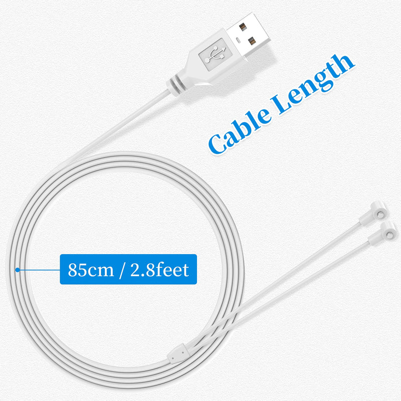 [Australia - AusPower] - Fast Charging Magnetic Cable Cord Universal Charger for Massager, Compatible with Power Bank Phone Charger Adapter Computer, Suitable for Most Magnetic Massagers on The Market White 