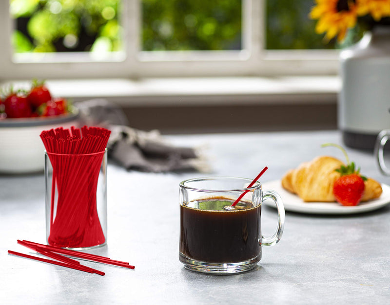 [Australia - AusPower] - 5 Inch Coffee & Cocktail Stirrers/Straws [1000 Count] Disposable Plastic Sip Stir Sticks – Red 5 Inch - Red 