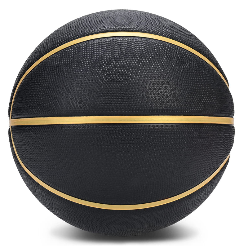 [Australia - AusPower] - Dakapal Rubber Basketball Size 5 for Teens Adults Indoor Outdoor Basketballs for Game Gym Training Competition Sports Streetball Gift for Boys Girls Youth (Black&Gold/Deflated) 
