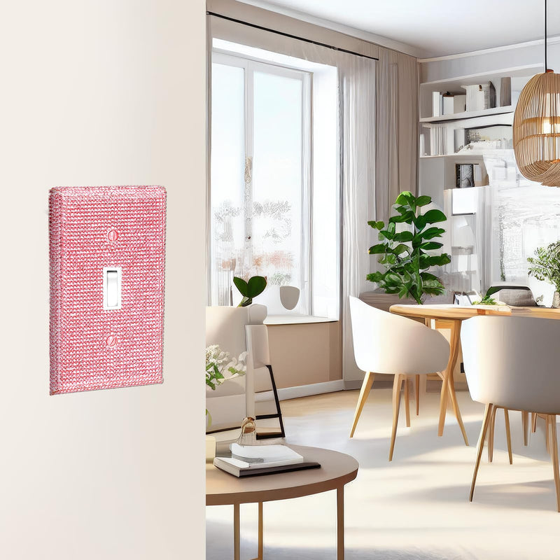 [Australia - AusPower] - Pink Light Switch Cover Pink Shiny Wall Plate Cover Rhinestones Outlet Covers Decorative Bling Switch Cover Rhinestone Light Switch Cover Shiny Single Light Switch Decorative Cover 