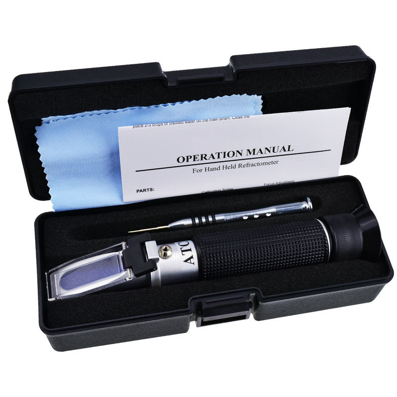 [Australia - AusPower] - Professional Optics Salinity 0-10% Sea Water Refractometer ATC, Dual Scale (1.0 to 1.070 Density / 0-100ppt) for Salt Sea Water Aquarium Tank Marine Industry with LED Light and pipettes 