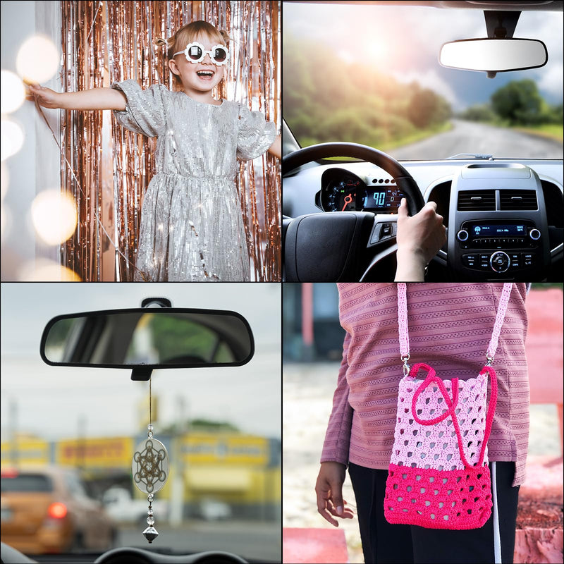[Australia - AusPower] - MECCANIXITY 2Pcs 3cm Disco Ball Car Accessory Bling Disco Mirror Ornament Car Mirror Hanging for Car, Birthday Party Accessory White 