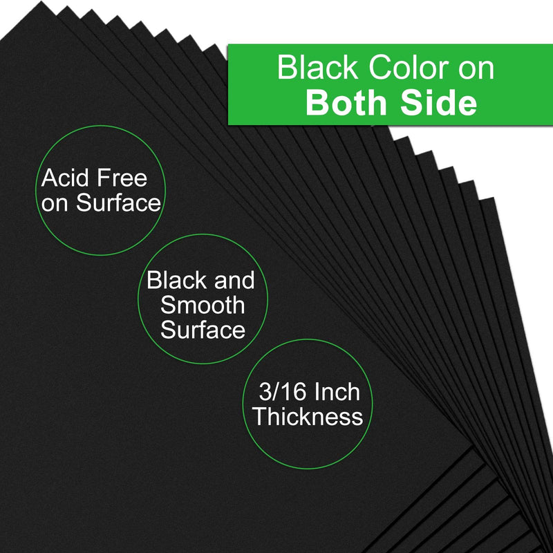 [Australia - AusPower] - 30Pack 3/16”Foam Boards, 8"x10" Black Foam Board Sheet for School, Black Polystyrene Poster Board Signboard for Presentations, School, Office & Art Projects 