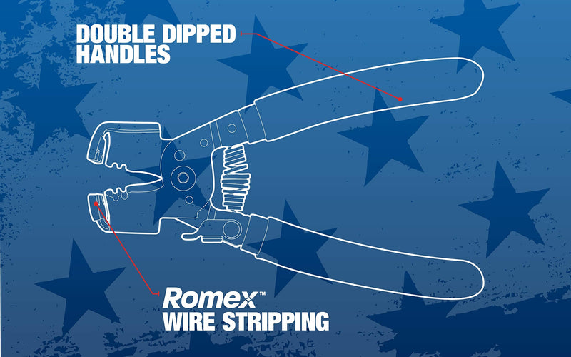 [Australia - AusPower] - Southwire - 65172140 SNM1214HH-US ROMEX BOXJaw Wire Stripper, Dual Wire Cutter Strips both 12/2 & 14/2 Romex NMB JACKETS and 12 and 14 AWG Solid Wire 