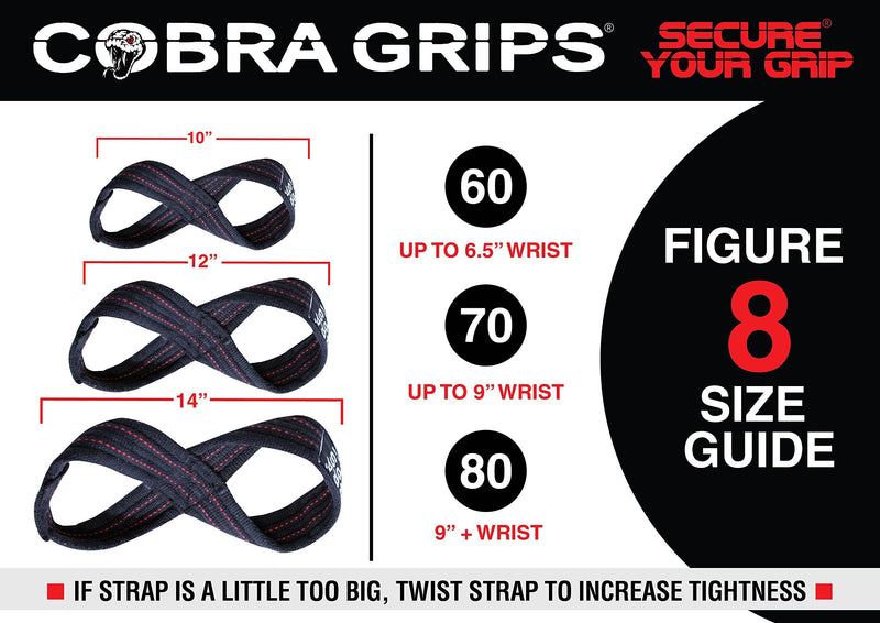 [Australia - AusPower] - Deadlift Straps Figure 8 Loop Lifting Straps The #1 Choice for Power Lifters weightlifters Workout Enthusiasts 60 cm Up to 6.0" Wrist Circumference Black with RED Strips 