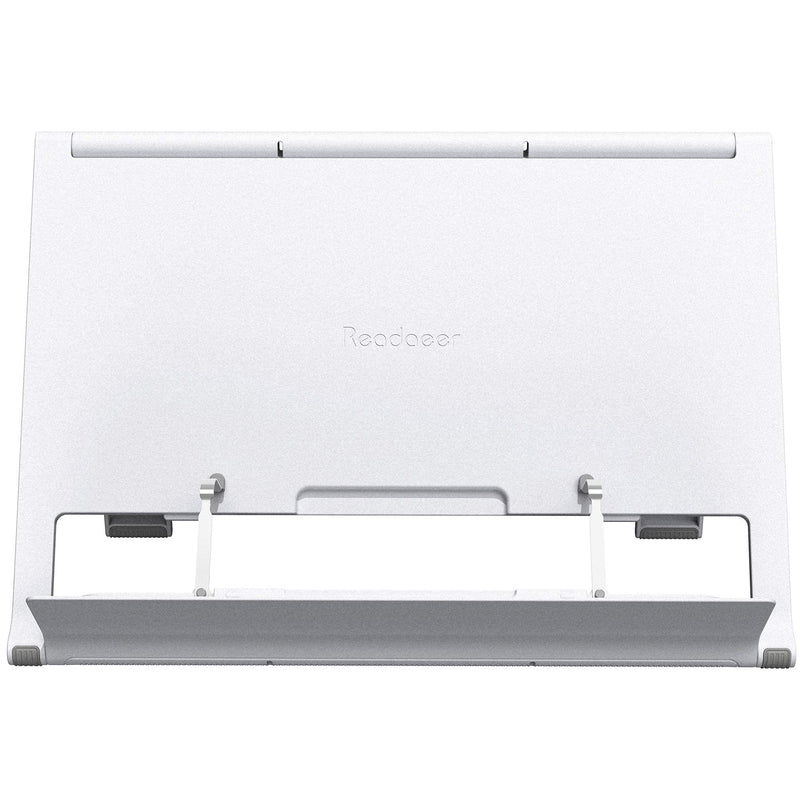 [Australia - AusPower] - Readaeer Portable Book Stand Free Angle Adjustable Book Holder for Reading Textbook Foldable Lightweight Book Rest (White) White 