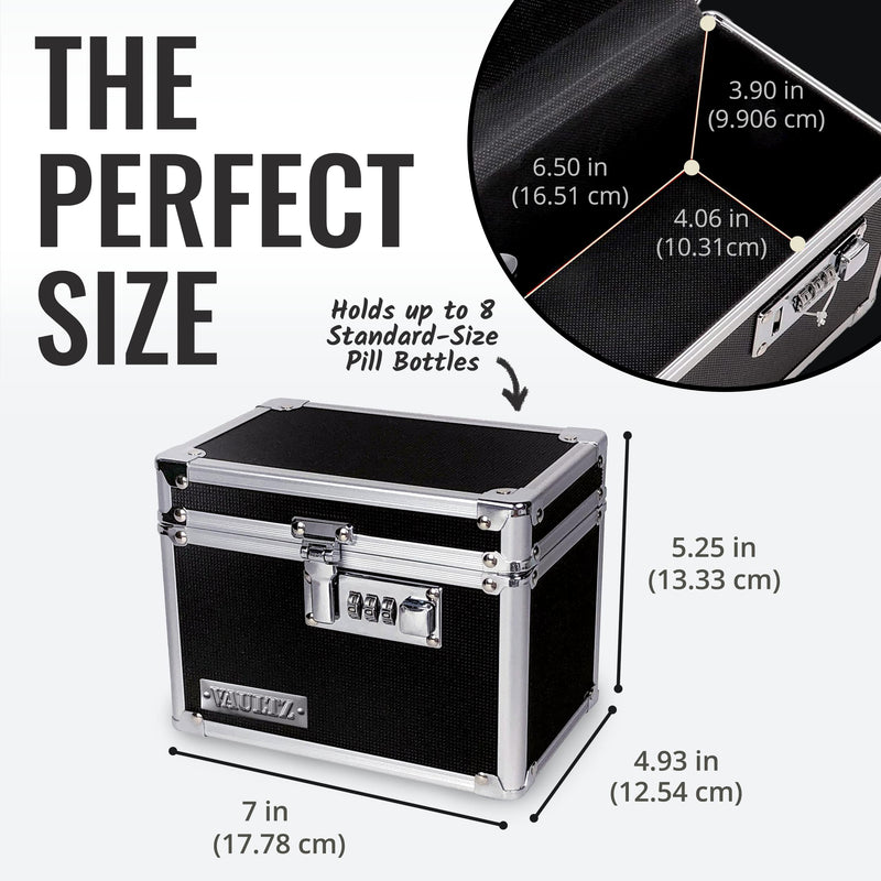[Australia - AusPower] - Vaultz Medicine Lock Box w/ Combination Lock - 5 x 7 x 5" Cabinet Safe, Black 