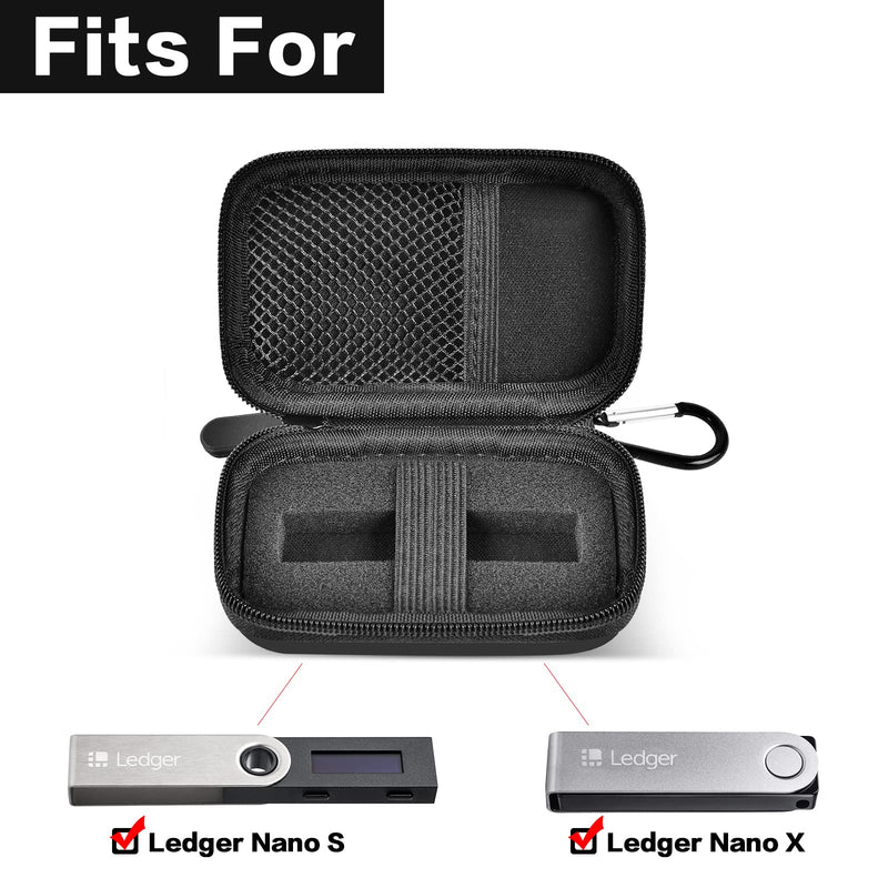 [Australia - AusPower] - Case Compatible with Ledger Nano X S Cryptocurrency Hardware Wallet - BTC Bitcoin, Ethereum, Ripple, Altcoins and ERC Tokens. Storage Carrying Organizer for Crypto Wallet & USB Cables and Accessories 