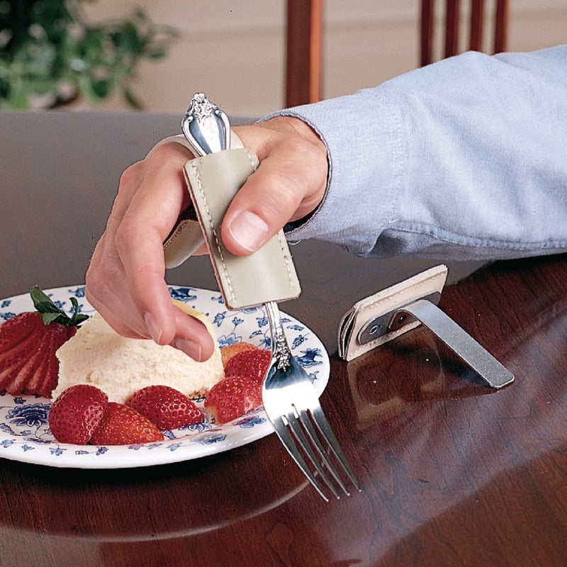 [Australia - AusPower] - Sammons Preston - 33866 Right Angle Single Pocket Writing Aid, Utensil Holder Addition for Weak or Limited Grasp, Pens, Pencils, Toothbrushes, Eating Cutlery, Slides Into Any Standard Utensil Cuff or Strap 