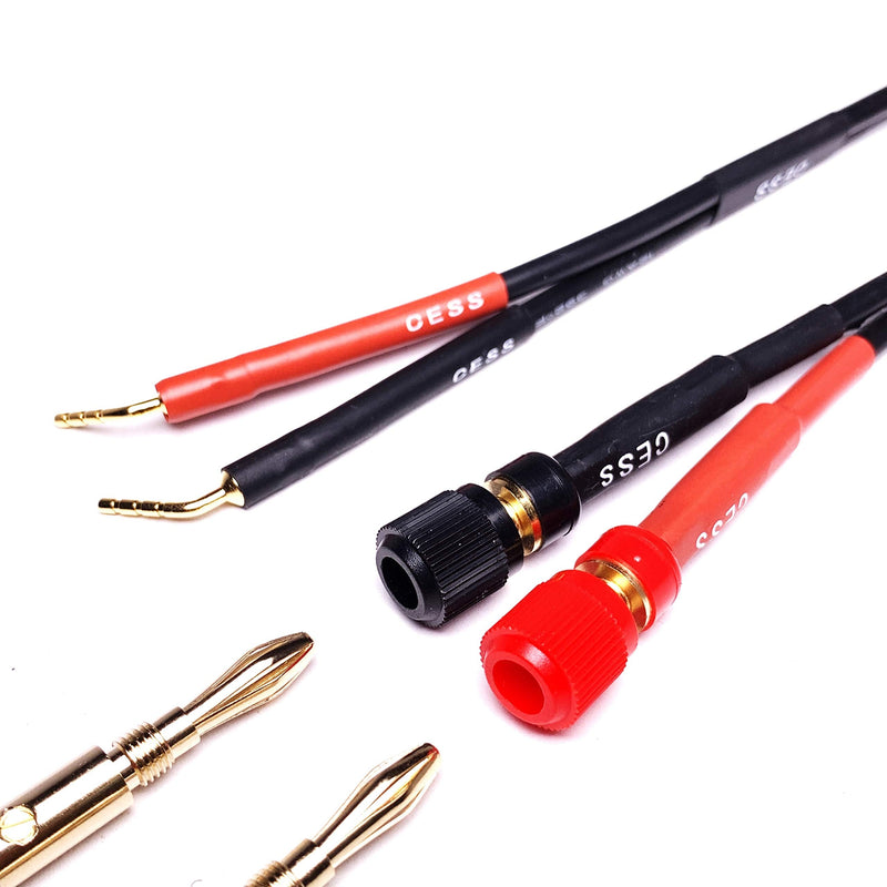 [Australia - AusPower] - CESS-087 Pin Screw Type Banana Plugs to Female 4mm Banana Jack Adapter Cables, 2 Pack 