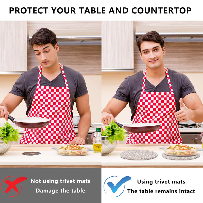 [Australia - AusPower] - Pot Holders Trivets Set 4 Pcs and Kitchen Storage Basket 1 Pack, Cotton Trivet Mat 7 Inchs for Hot Pots and Pans, Potholders for Hot Dishes, Table Countertop Protector Hot Pads Heat Resistant (Brown) Brown 