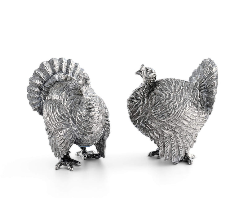 [Australia - AusPower] - Vagabond House Pewter Thanksgiving Turkey Salt and Pepper Shaker Set Solid Metal 2.25 inch Tall 