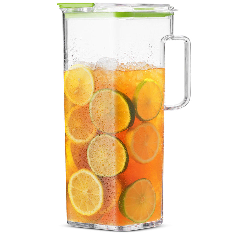 [Australia - AusPower] - Komax Large Plastic Water Pitcher with Lid Square Water Carafe with Lids – BPA-Free, Dishwasher Safe Plastic Pitcher – Water, Tea, or Juice Containers with Lids for Fridge (2.3 Liters) 