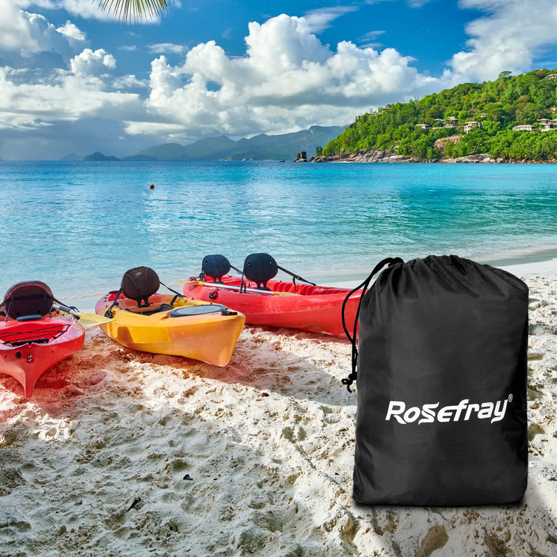[Australia - AusPower] - Rosefray Kayak Cover Accessories,Thickened Waterproof Canoe Cover with Paddle Holder, UV Resistant, Dustproof Fishing Boat Cover for Outdoor Storage Black(300D Thickened) Suitable for 9.3-10.5ft kayak 
