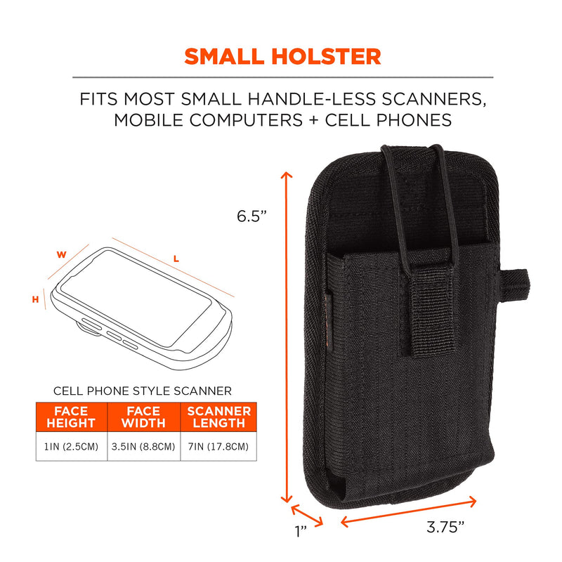 [Australia - AusPower] - Ergodyne Squids 5544 Barcode Scanner Holster Pouch for Phone Size Mobile Computers, Handheld Bar Code Scanners Holder, Belt Clip and Equipment Loop Attachment Small Belt Clip + Loop Attachment 