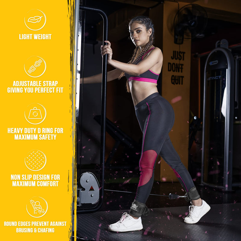 [Australia - AusPower] - Body Reapers Gym Ankle Strap for Cable Machine (Pair), Adjustable Ankle Straps for Working Out, Neoprene Padded for Glute kickbacks & Lower Body Exercises, Ankle Cuffs for Men & Women Gym Accessories Pair Black 
