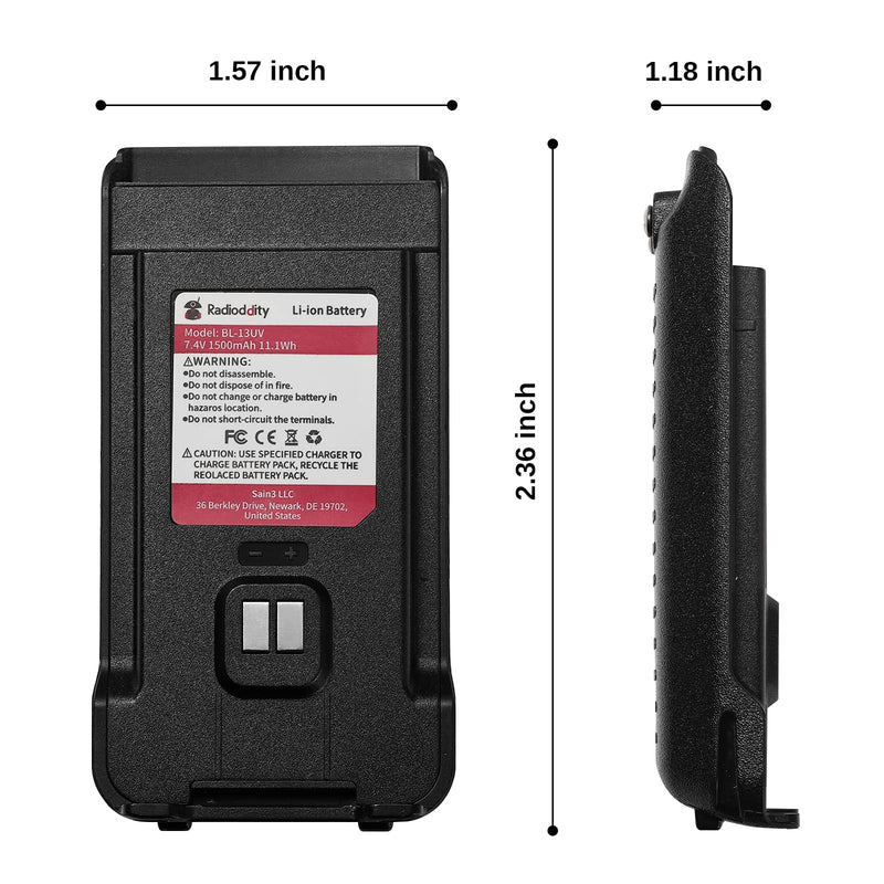 [Australia - AusPower] - Radioddity GM-30 GMRS Radio Handheld Battery with Belt Clip, Rechargeable, 1500mAh, 7.4V 