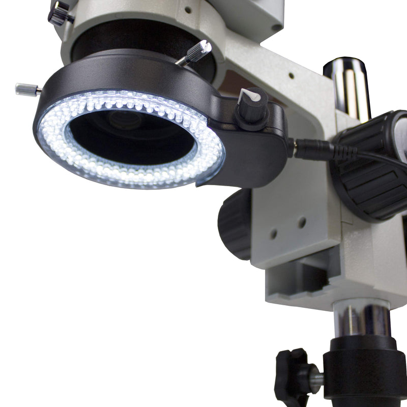 [Australia - AusPower] - Vision Scientific VMLIFR-09B Black Adjustable 144 LED Ring Light for Stereo Microscope | 2.5" (62.5mm) Inside and 3.64" (92.5mm) Outside Diameters | 1-7/8" (48 mm in Diameter) Ring Adapter Included 