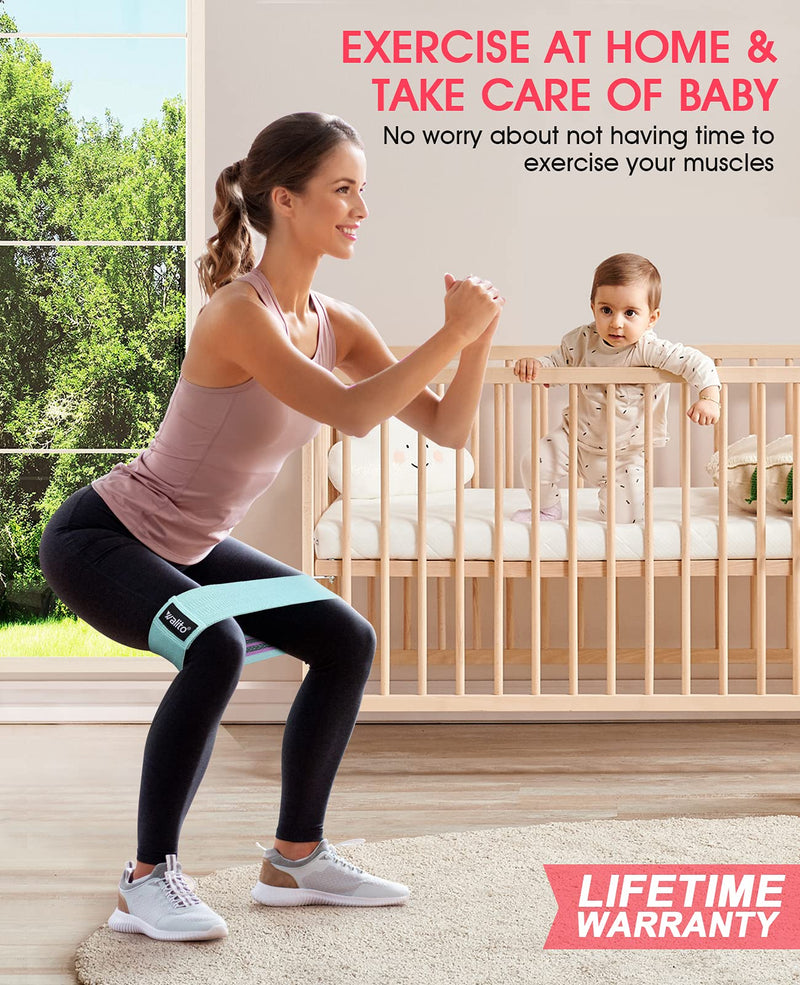 [Australia - AusPower] - WALITO Resistance Bands for Legs and Butt, Fabric Exercise Loop Bands Yoga, Pilates, Rehab, Fitness and Home Workout, Strength Bands for Booty Green, Pink, Purple 