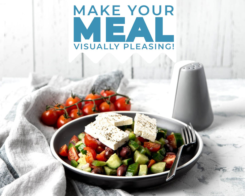[Australia - AusPower] - Modern Salt & Pepper Shakers Made of Chip-free Ceramic - Contemporary Mill Set for Modern Kitchen Decor - Easy to refill, White & Grey Set 