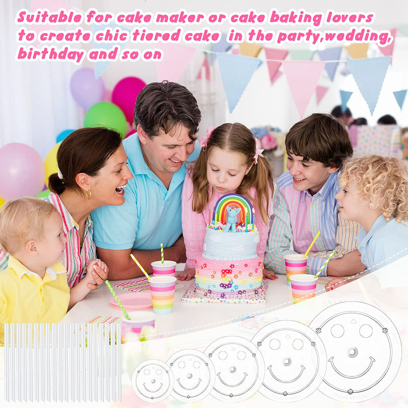 [Australia - AusPower] - Aufind 45 PCS Plastic Cake Dowel Rods Set, 20 White Plastic Cake Sticks Support Rods with 5 Cake Separator Plates for 4, 6, 8, 10,12 Inch Cakes and 20 Clear Cake Stacking Dowels for Tiered Cakes Clear Plates 