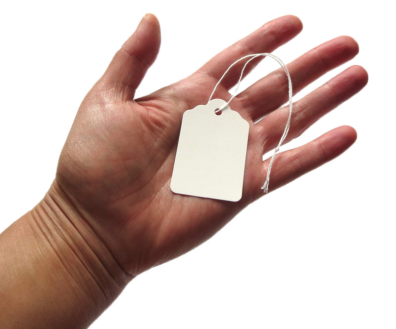 [Australia - AusPower] - Label Tags with String Attached - 2 1/4” x1 7/16”, Pack of 500, Pre-Strung Hanging Merchandise Blank Tags 