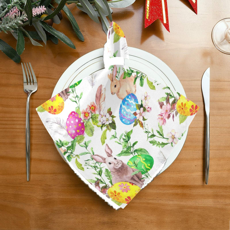 [Australia - AusPower] - senya Easter Cloth Napkins Set of 6, Easter Bunny Eggs in Grass Flowers Square Premium Polyester Table Linen Napkin for Dinner Parties Pattern 8 