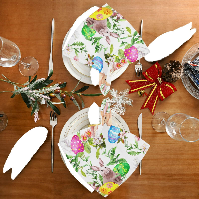 [Australia - AusPower] - senya Easter Cloth Napkins Set of 6, Easter Bunny Eggs in Grass Flowers Square Premium Polyester Table Linen Napkin for Dinner Parties Pattern 8 